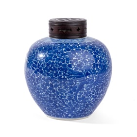 Antique Chinese Blue & White Porcelain Ginger Jar