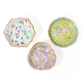 Three Antique Chinese Tongzhi Porcelain Dishes