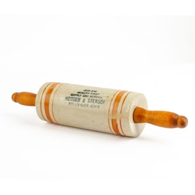 Antique Advertising Stoneware Rolling Pin Iowa