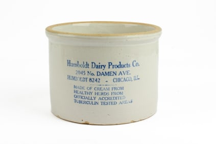 Antique Dairy Advertising Stoneware Jar Crock