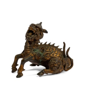 Chinese Cast Bronze Alloy Qilin Beast