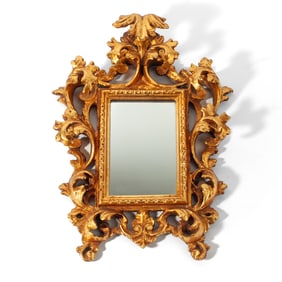 Antique Italian Florentine Carved Giltwood Mirror