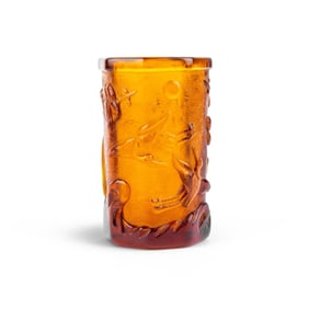 Chinese Amber Peking Glass Brush Pot