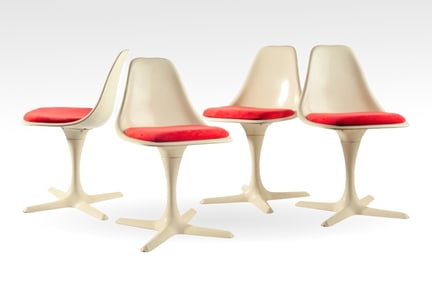 Set of 4 Burke Midcentury Swivel Side Chairs