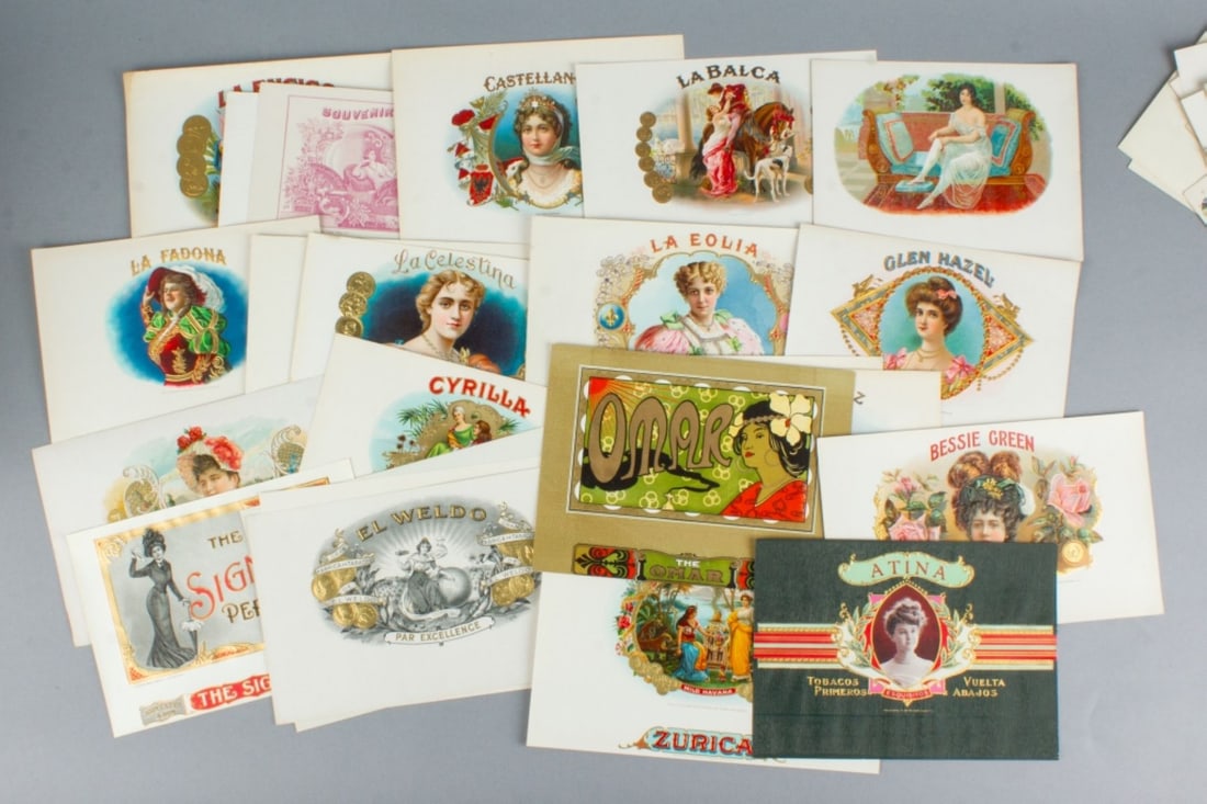 Collection 50 Antique / Vintage Cigar Box Labels (1 of 5)