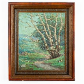 Carl Wendell Rawson "Birch Trees" Oil on Canvas