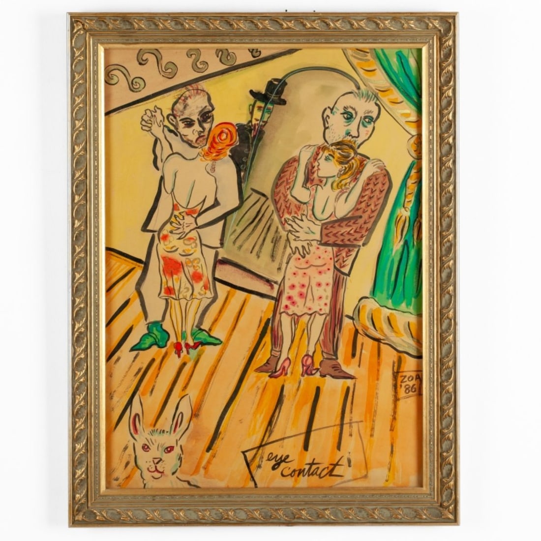 Zoa "Eye Contact" Ink & Watercolor Drawing, 1986 (1 of 4)