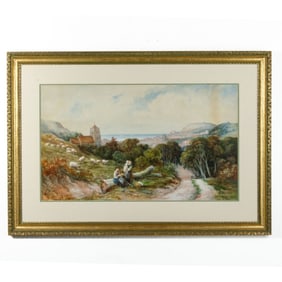 Frederick Davis (1853-1892) Coastal Watercolor
