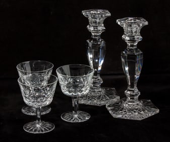 Fry Cut Crystal Candlesticks / Waterford Lismore