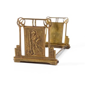 Antique Expanding Bronze Book Rack