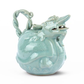 Korean Goryeo Celadon Style Dragon Turtle Ewer