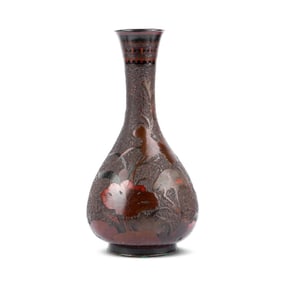 Japanese Jiki-Shippo Cloisonne on Porcelain Vase