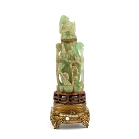 Chinese Carved Fluorite Table Lamp Base