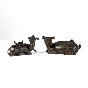 Antique Chinese Bronze Goat & Water Buffalo
