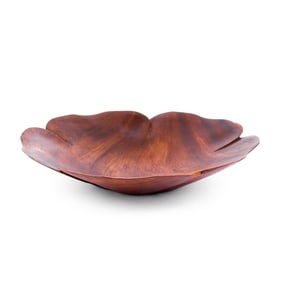 Vintage Hawaii Monkeypod Wood Foliate Bowl
