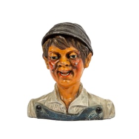 Antique Russian Spelter Worker Boy Inkwell