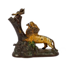 Kyser & Rex Lion & Two Monkeys Cast Iron Bank