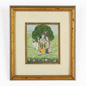 Antique Indian Shiva & Parvati Miniature Painting