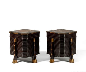 Pair Japanese Karabitsu Lacquered Storage Boxes