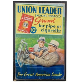 Antique Union Leader Tobacco Advertisement Poster