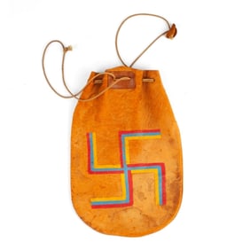 Vintage Leather Bank Bag w/ Navajo Whirling Log