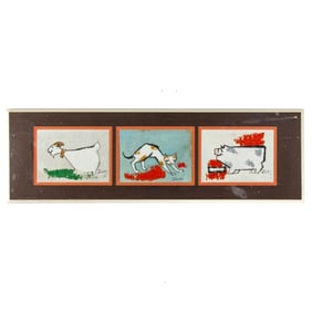 Jack Fang Triptych Acrylic on Cloth Painting