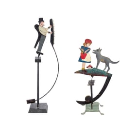2 Folk Art Counter Balance Toys Red Riding Hood