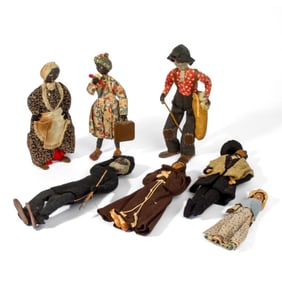 Black Americana Folk Art Walnut Head Dolls