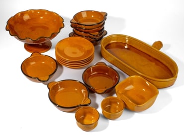 Vintage French Yellow Glaze Pottery Kitchenware