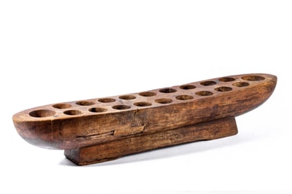 African / Malay Carved Wood Canoe Mancala Board