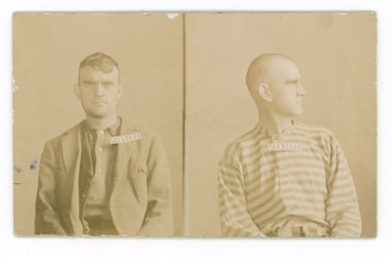 1899 Mug Shot / Horse Thief in Prison Stripes