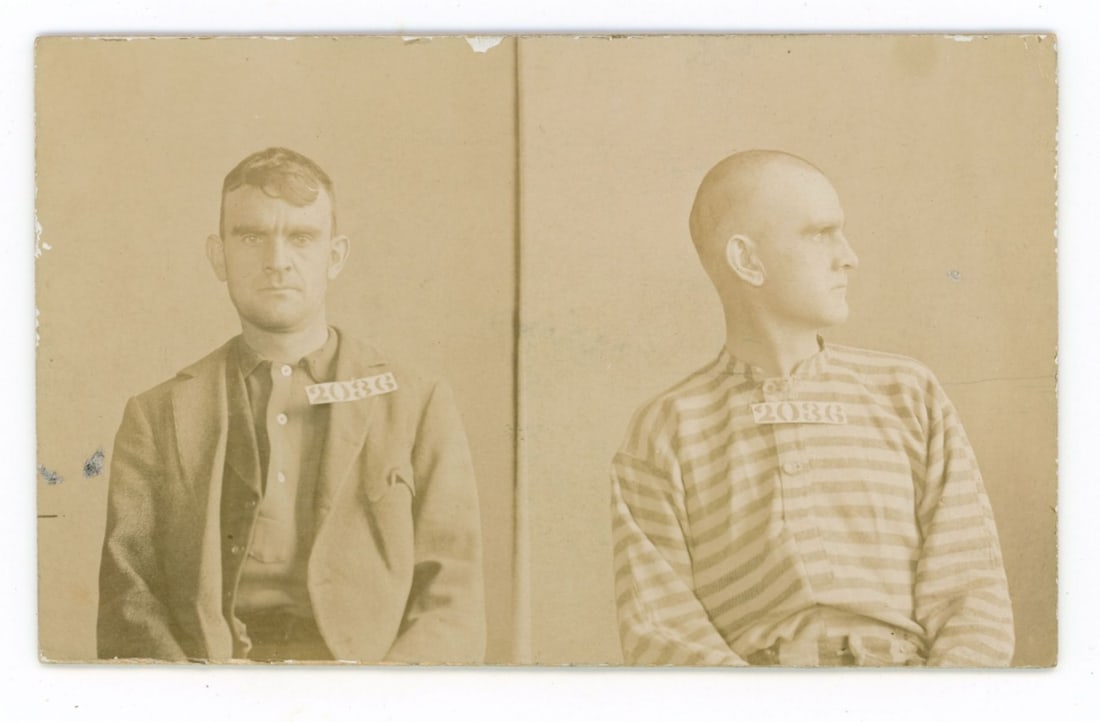 1899 Mug Shot / Horse Thief in Prison Stripes (1 of 6)