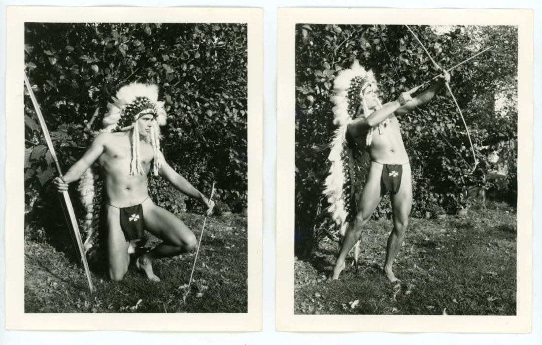 Bob Mizer AMG: Pencil written 2 and 3 to the backs. Good sharp images printed on gloss paper. 4" x 5".