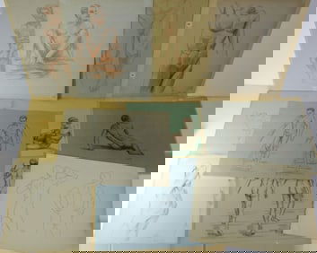 1930s/ 50s Male Nude Academic Drawings