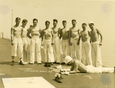 1929 Shirtless Sailors on USS Langley