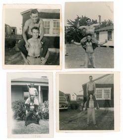 Vintage Amateur Shirtless Men on Shoulders Photos