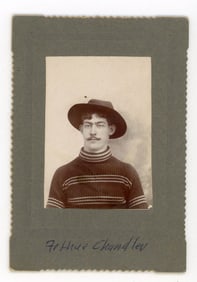 Small Cabinet Card of Man with Hat, late 1800's