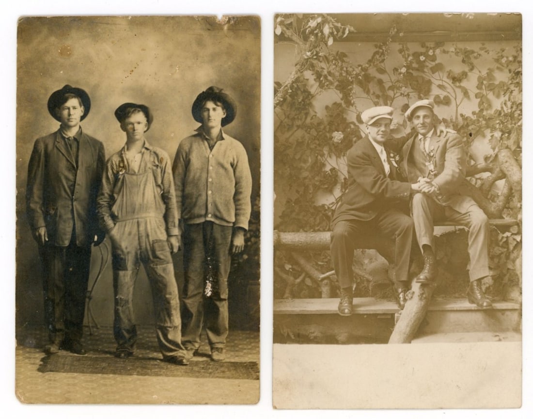 Antique Real Photo Postcards of Affectionate Men (1 of 5)