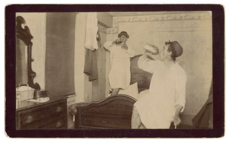 Antique Cabinet Card of Men Drinking, late 1800's