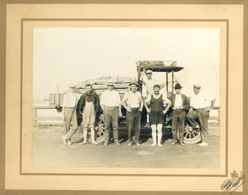 Antique Cabinet Card of Workmen with Truck