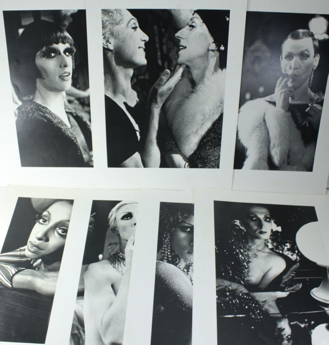 Anno Wilms Photographic Prints Transvestiten: Set of 7 circa 1970s/ 80s prints of photographs from "Transvestiten" by German photographer Anno Wilms (1935 - 2016). Images in good condition with some light foxing / toning spots to margins (toning 