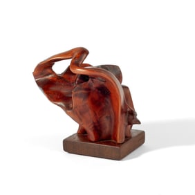 Modern Abstract Wood Sculpture Signed JC