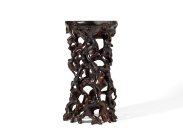 Japanese Meiji Period Carved Rootwood Form Stand