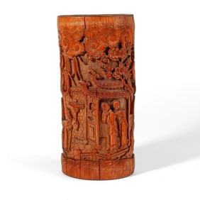 Chinese Carved Bamboo Brush Pot Bitong