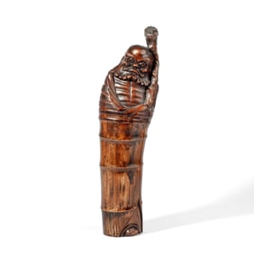 Bamboo Root Carving of Daruma / Bodhidharma