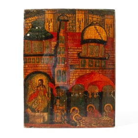 Painted Wood Russian Icon Resurrection of Jesus