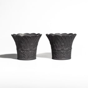 Pair Wedgwood Basalt Flower Pots