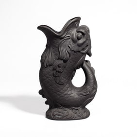 Wedgwood Basalt Gurgle Fish Dolphin Vase