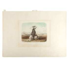 Karl Bodmer "Assiniboin Magic Pile" Aquatint, 1839