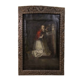 LARGE ANTIQUE PAINTING OF SAINT JEROME